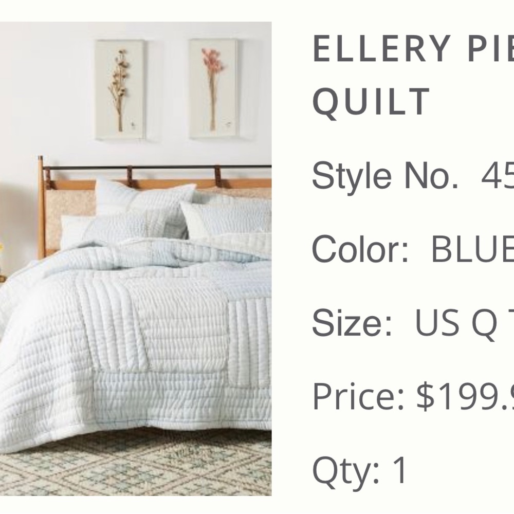ANTHROPOLOGIE QUEEN QUILT